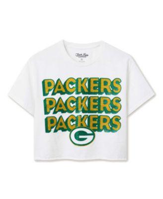 Women's NFL Green Bay Packers Repeat Glitter Flea Market Crop Tee by JUNK FOOD CLOTHING