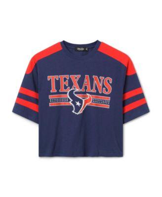 Women's NFL Houston Texans Bling Striped Crop Tee by JUNK FOOD CLOTHING