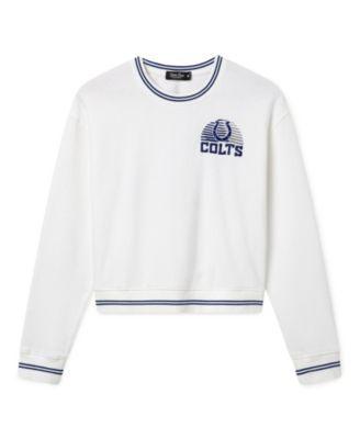 Women's NFL Indianapolis Colts Cropped Striped Rib Fleece by JUNK FOOD CLOTHING