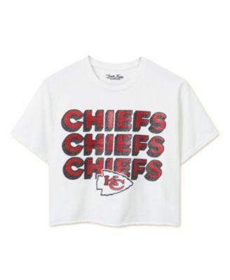 Women's NFL Kansas City Chiefs Repeat Glitter Flea Market Crop Tee by JUNK FOOD CLOTHING