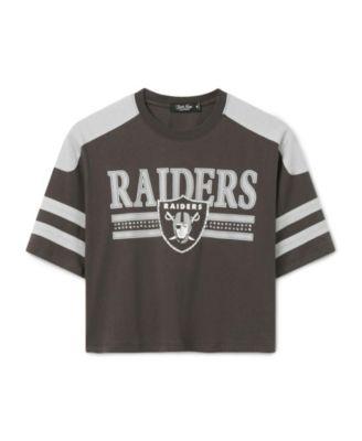 Women's NFL Las Vegas Raiders Striped Bling Crop Tee by JUNK FOOD CLOTHING