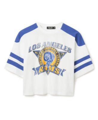 Women's NFL Los Angeles Rams Striped Crop Tee by JUNK FOOD CLOTHING