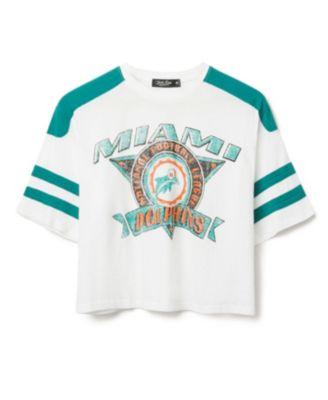 Women's NFL Miami Dolphins Striped Crop Tee by JUNK FOOD CLOTHING