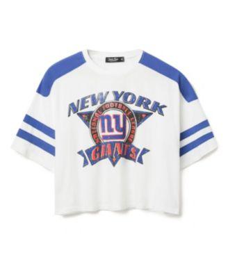 Women's NFL New York Giants Striped Crop Tee by JUNK FOOD CLOTHING