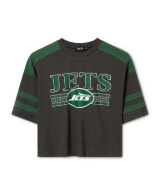 Women's NFL New York Jets Striped Bling Crop Tee by JUNK FOOD CLOTHING