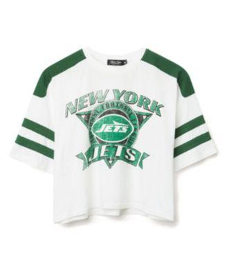 Women's NFL New York Jets Striped Crop Tee by JUNK FOOD CLOTHING Women's NFL New York Jets Striped Crop Tee by JUNK FOOD CLOTHING