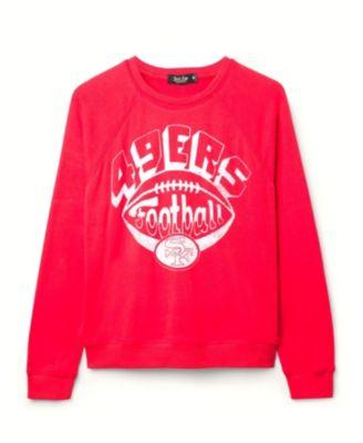 Women's NFL San Francisco 49ers Football Raglan Crew Fleece by JUNK FOOD CLOTHING