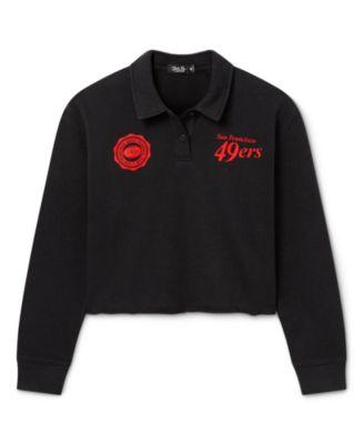 Women's NFL San Francisco 49ers Polo Crop Fleece by JUNK FOOD CLOTHING