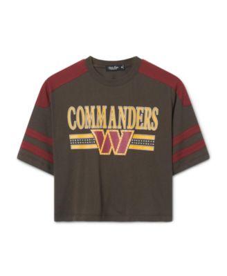 Women's NFL Washington Commanders Striped Bling Crop Tee by JUNK FOOD CLOTHING