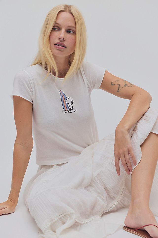 Snoopy Surfboard Baby Tee by JUNK FOOD CLOTHING | FREE PEOPLE