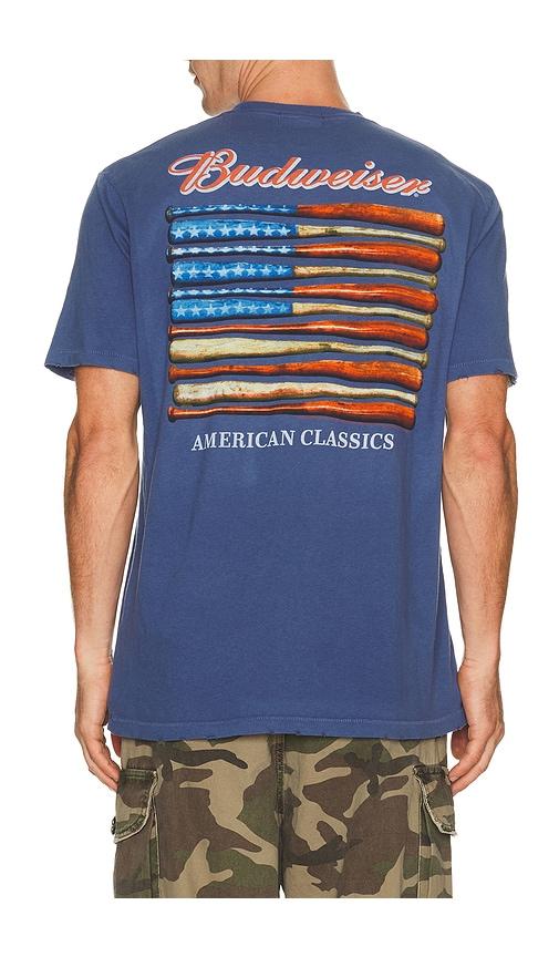 Junk Food Budweiser Baseball Bats Tee in Blue by JUNK FOOD