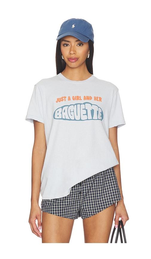 Junk Food Just A Girl And Her Baguette The Vintage Tee in Baby Blue by JUNK FOOD
