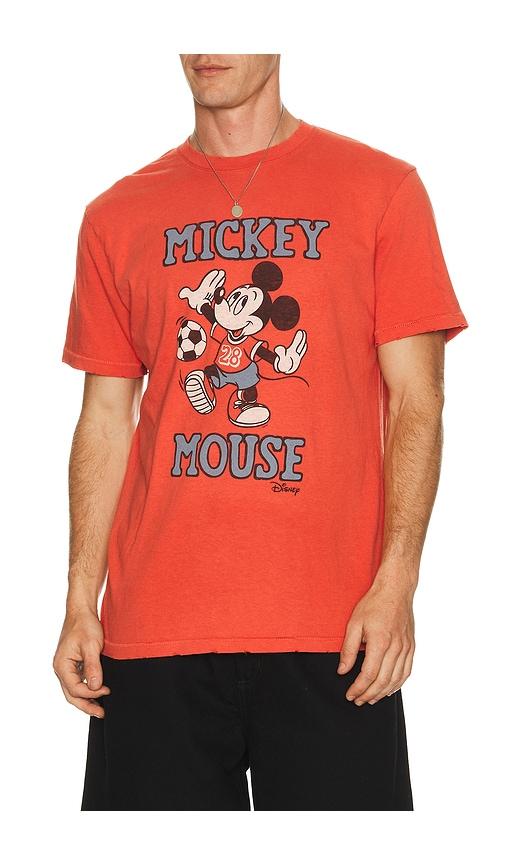 Junk Food Mickey Mouse Soccer Tee in Red by JUNK FOOD