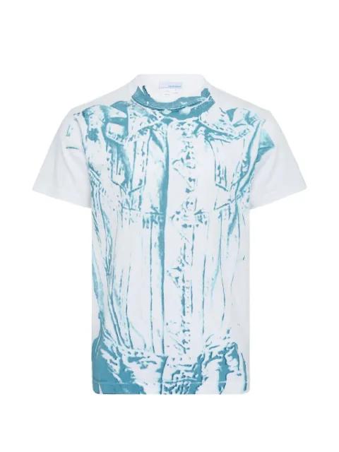 Artisanal Denim Corset Jacket cotton T-shirt by JUNTAE KIM
