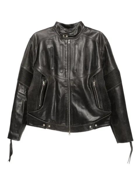 embossed-leather biker jacket by JUNTAE KIM