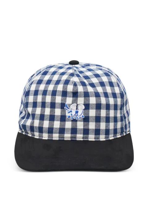 embroidery check cap by JUNTAE KIM