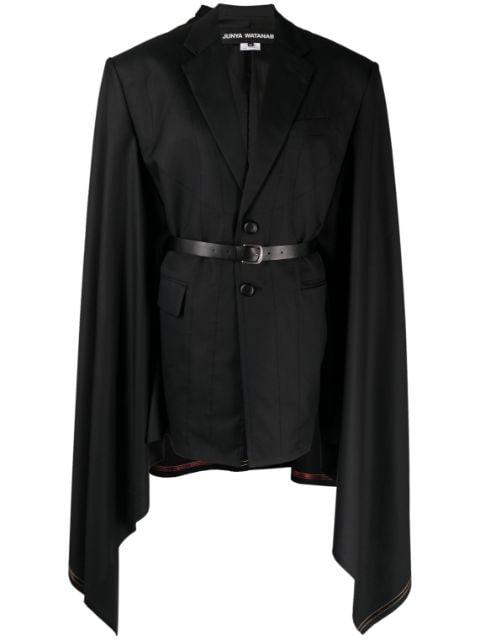 Belted wool cape blazer by JUNYA WATANABE