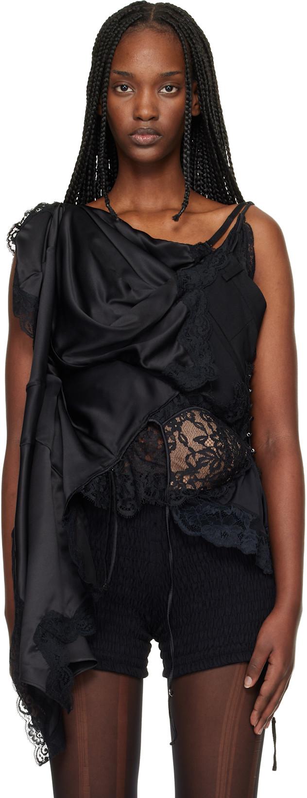 Black Peach John Edition W-Name Drape Top by JUNYA WATANABE