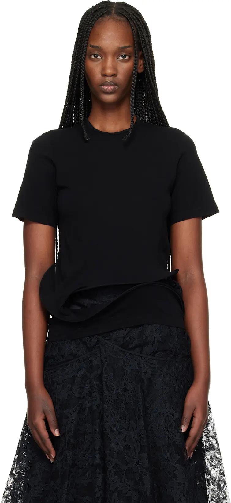 Black Twisted Detail T-shirt by JUNYA WATANABE