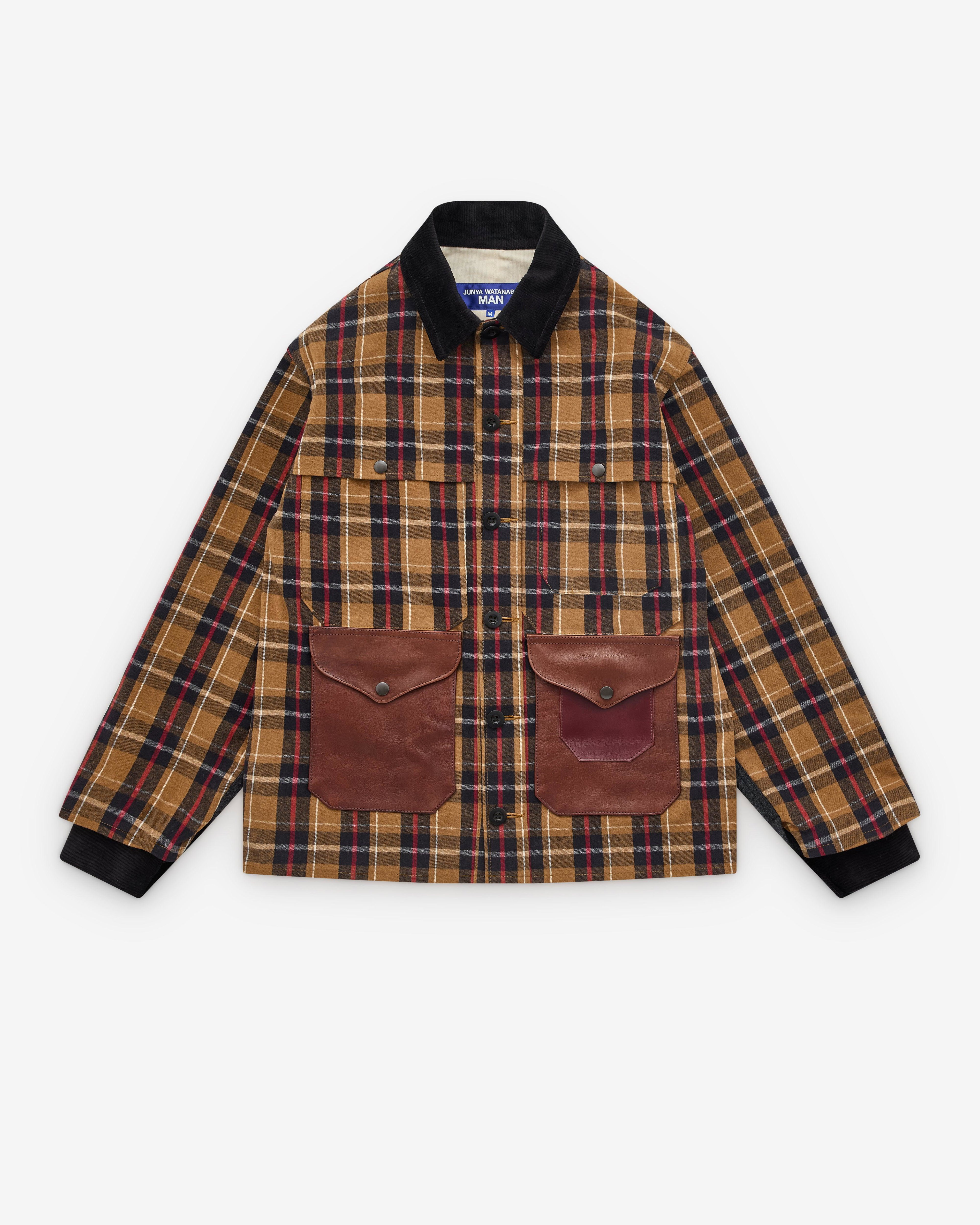 Junya Watanabe Man - Filson Men's Flannel Check x Leather Jacket - (Beige) by JUNYA WATANABE