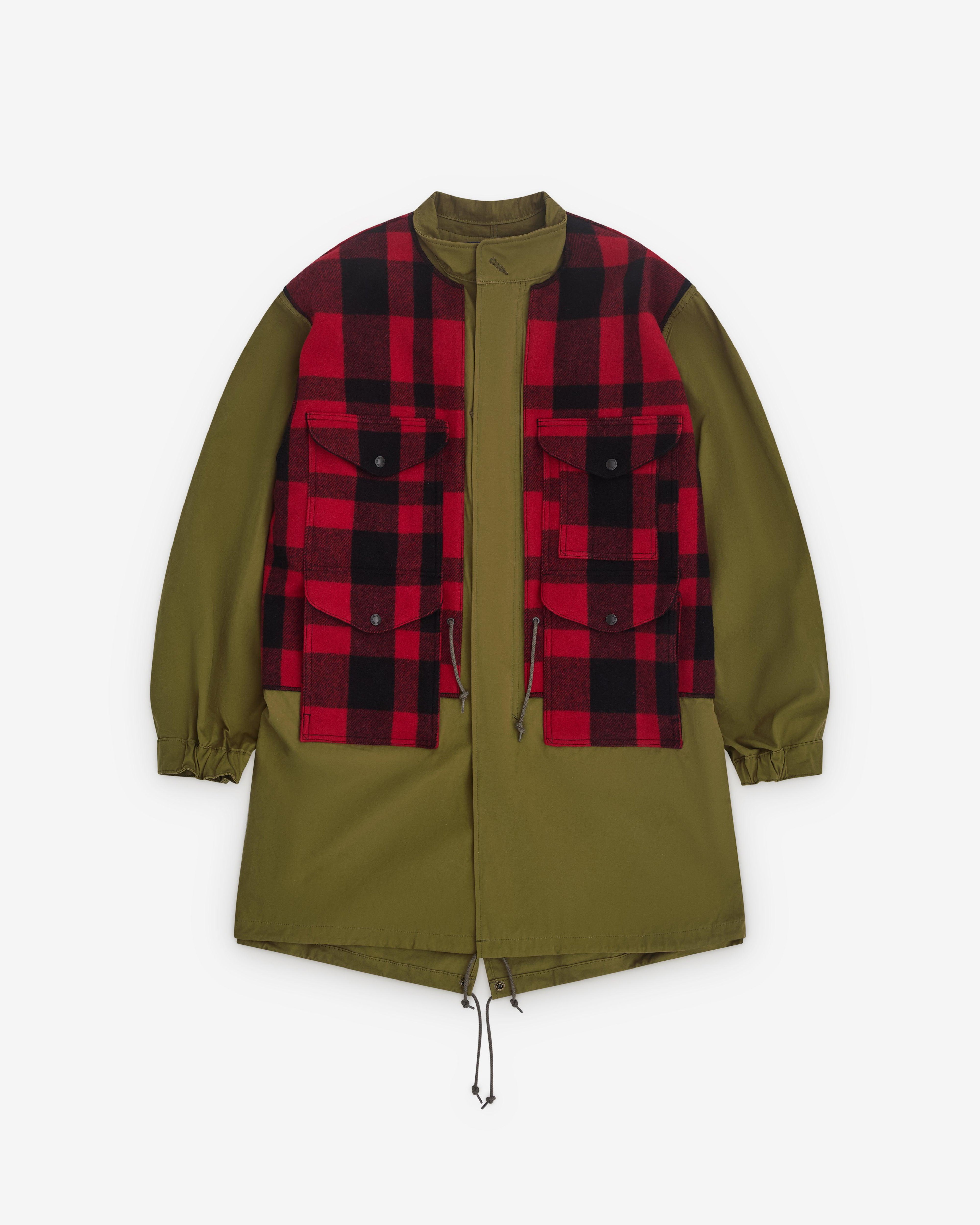 Junya Watanabe Man  - Men’s Check Fishtail Parka - (Khaki) by JUNYA WATANABE