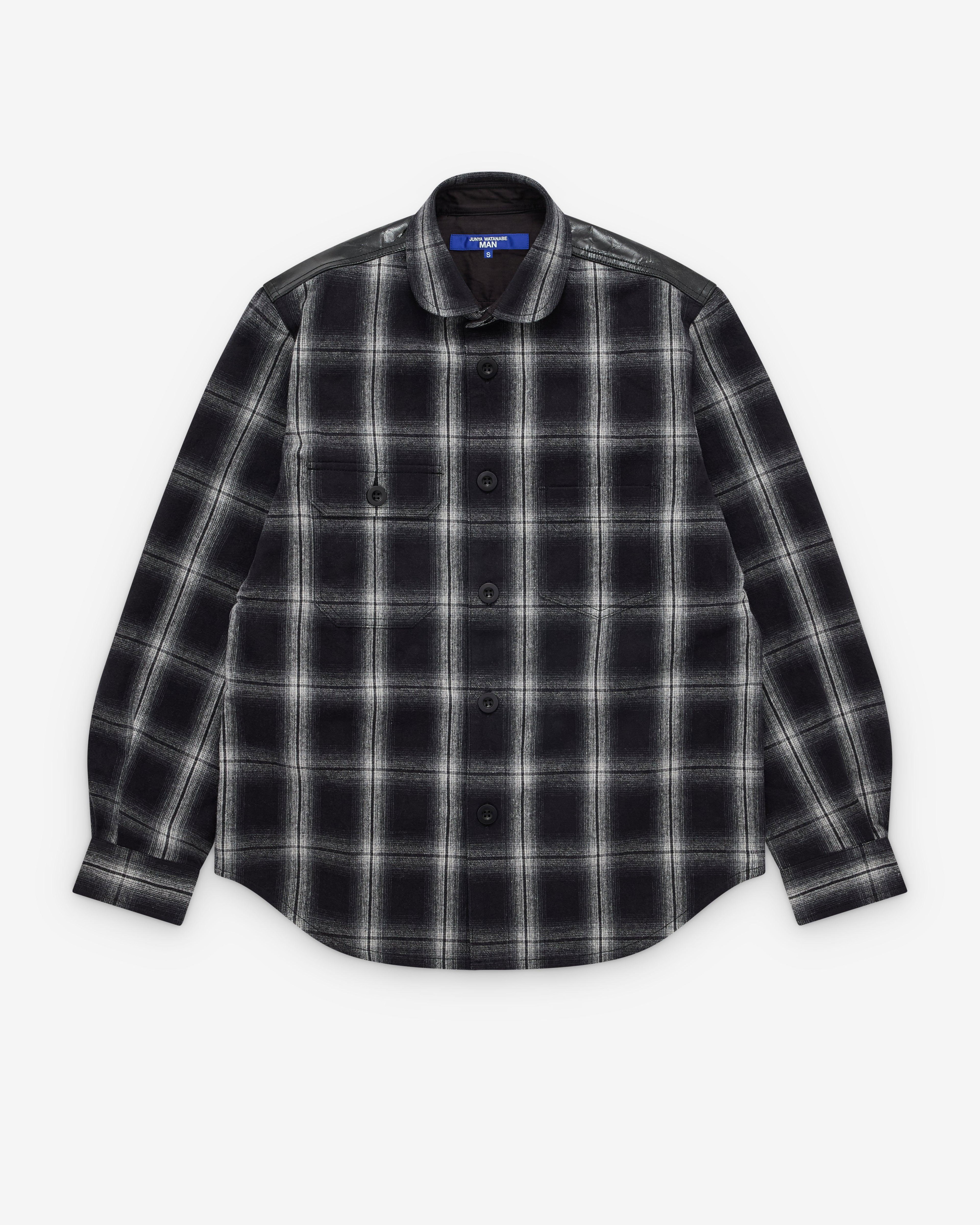 Junya Watanabe Man - Men’s Check Panelled Shirt - (Black/White) by JUNYA WATANABE