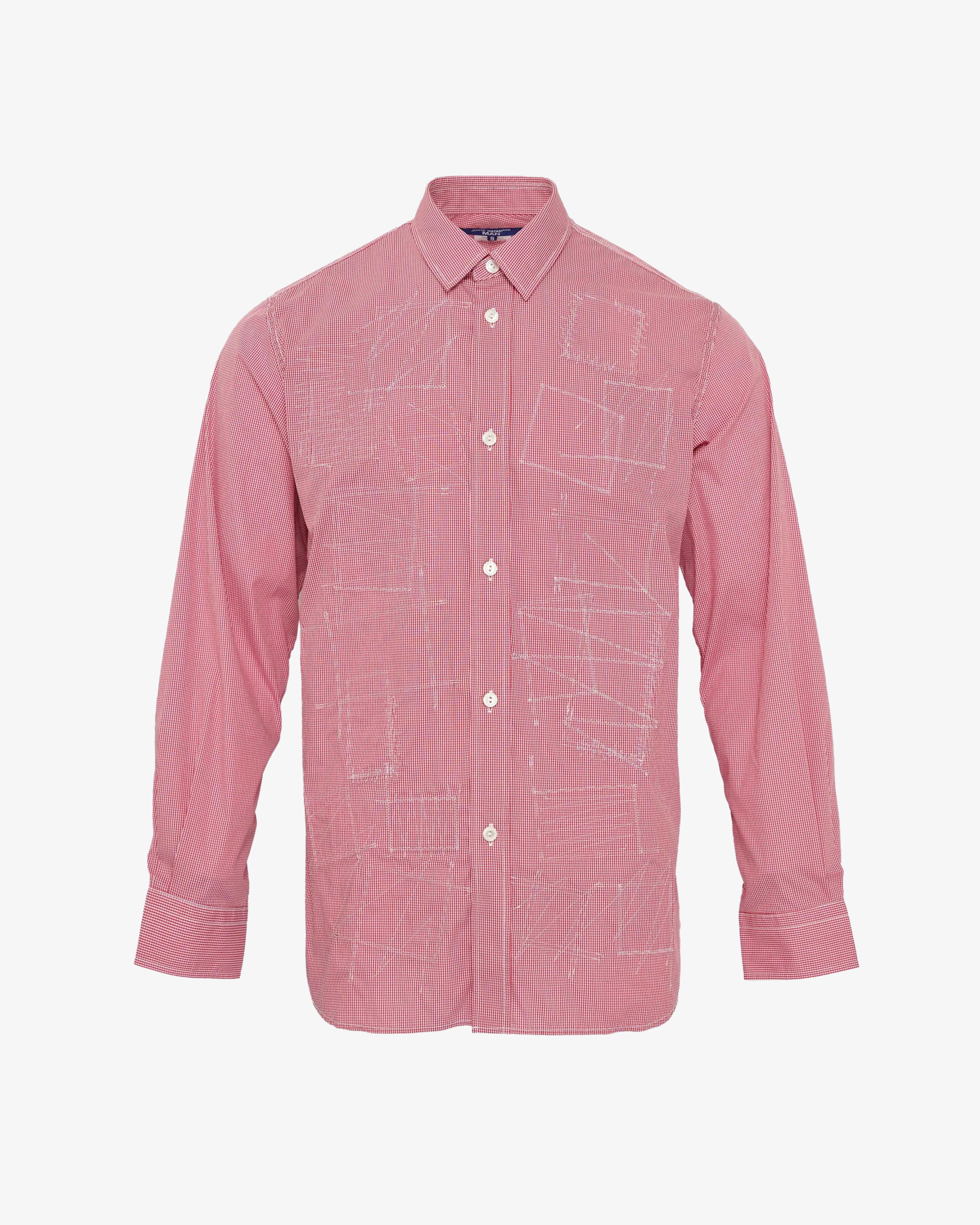 Junya Watanabe Man  - Men's Checked Long Sleeve Button Shirt - (Red) by JUNYA WATANABE
