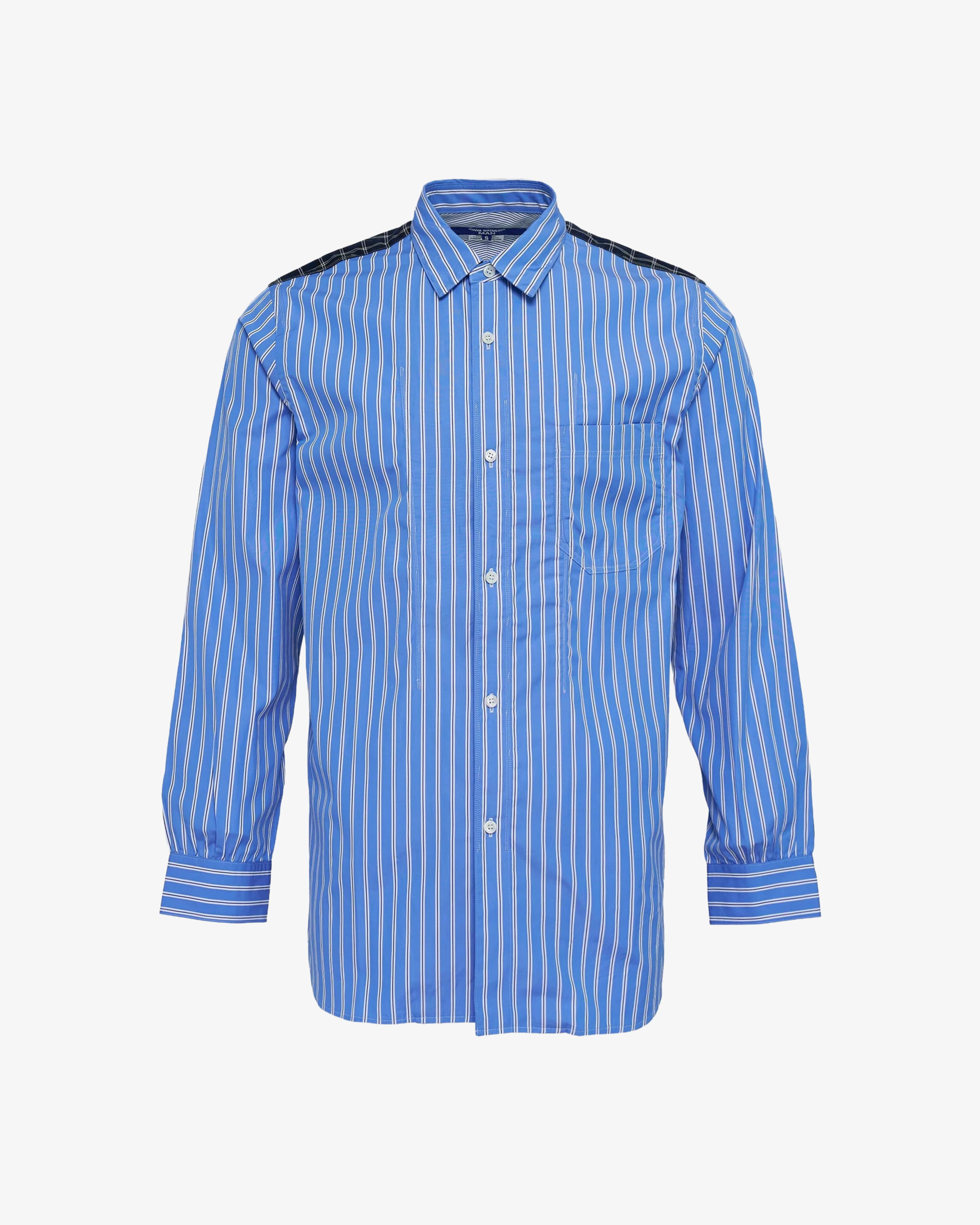 Junya Watanabe Man  - Men's Cotton Stripe Check Shirt - (Blue) by JUNYA WATANABE