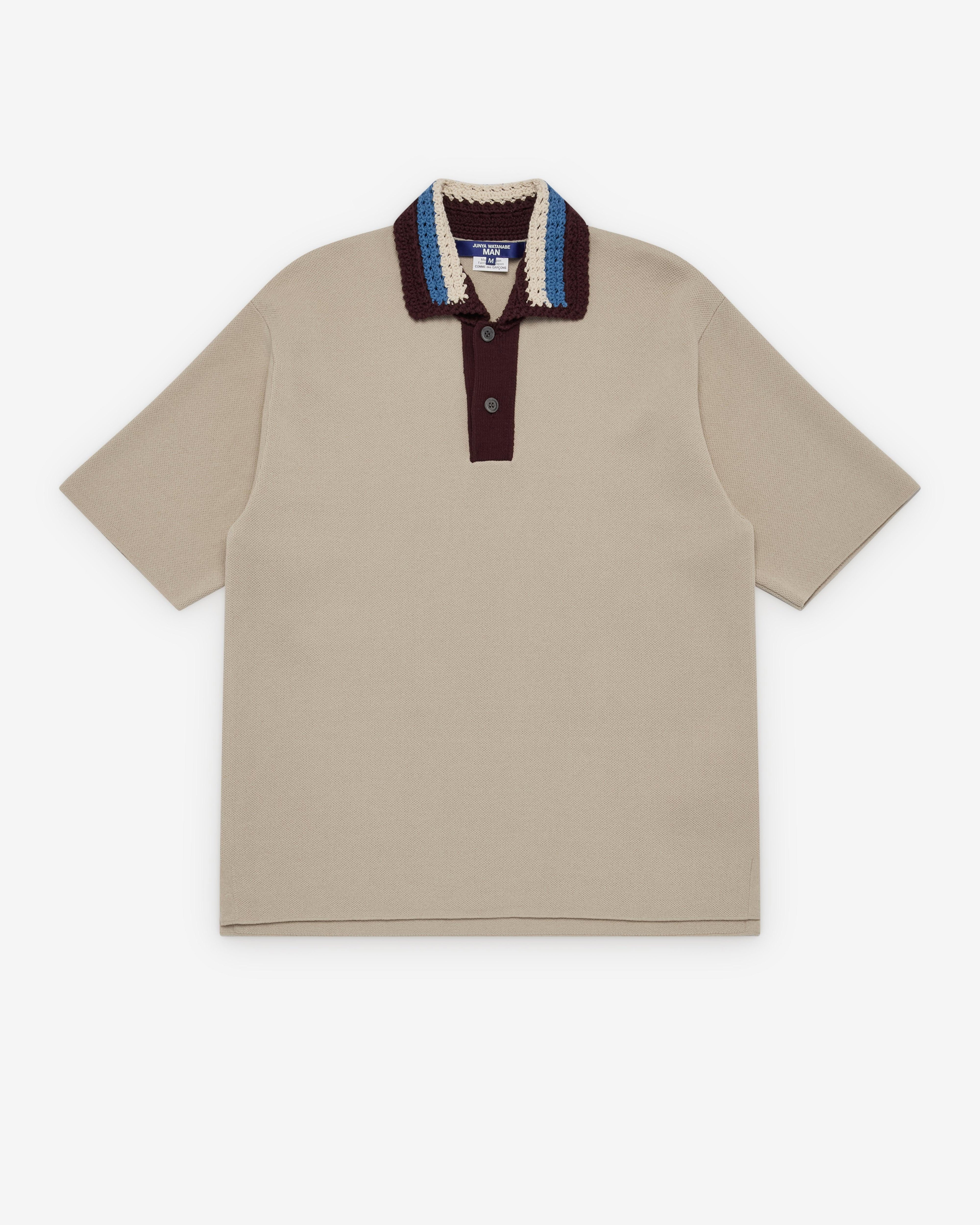 Junya Watanabe Man  - Men's Crochet Collar Polo - (Beige) by JUNYA WATANABE