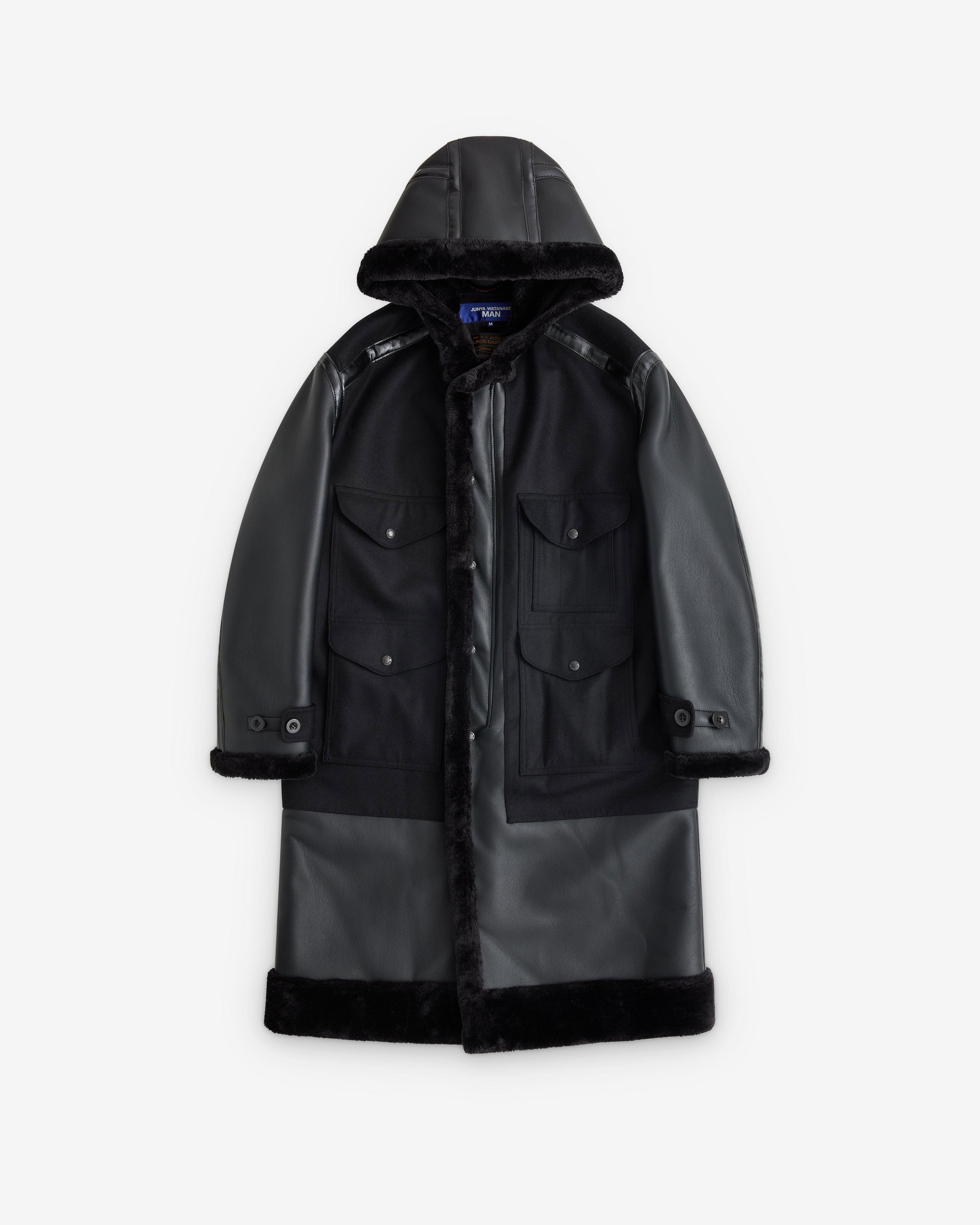 Junya Watanabe Man - Men’s Filson Faux Fur Trimmed Coat - (Black) by JUNYA WATANABE Junya Watanabe Man - Men’s Filson Faux Fur Trimmed Coat - (Black) by JUNYA WATANABE