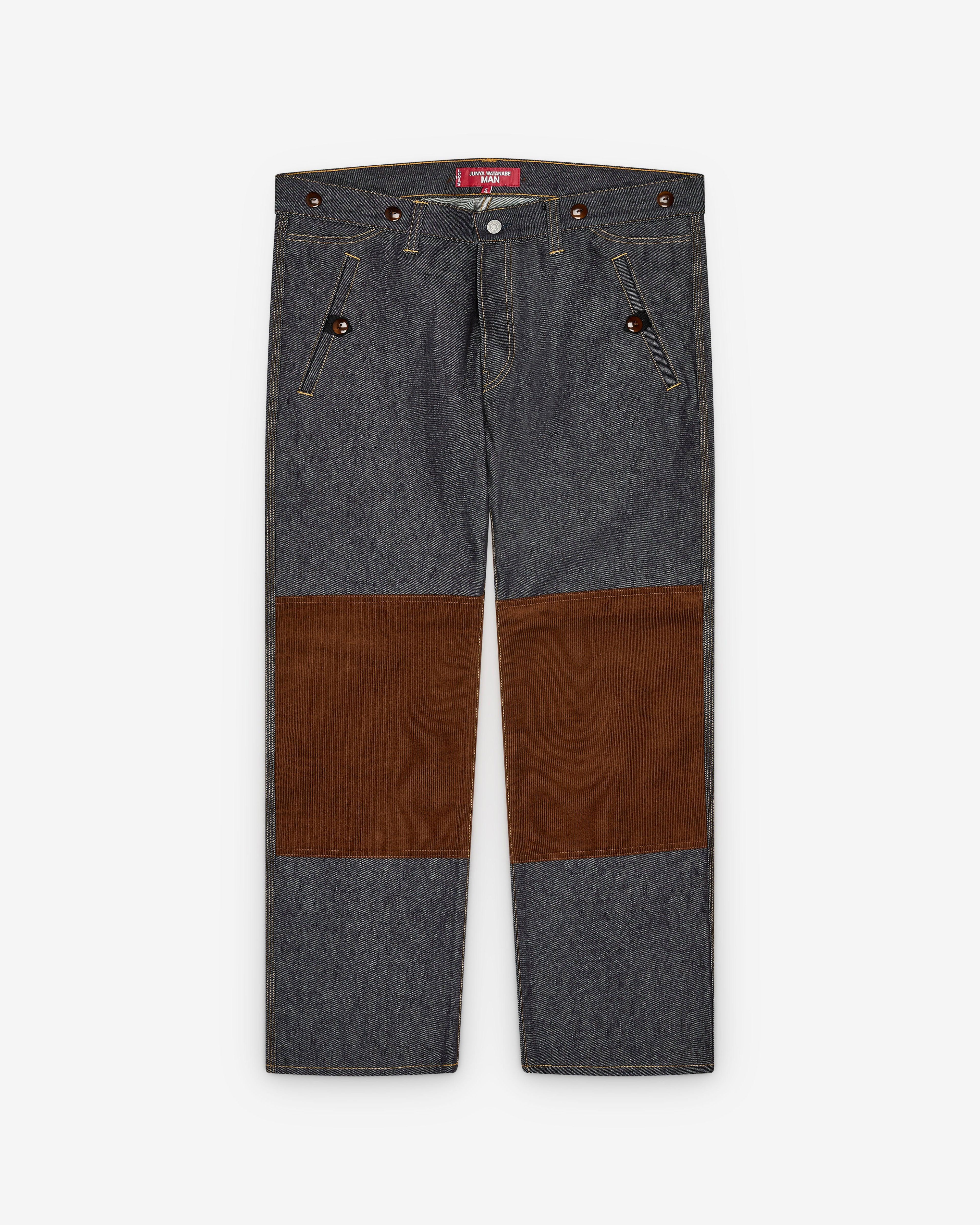 Junya Watanabe Man - Men's Panelled Jeans - (Indigo/Brown) by JUNYA WATANABE