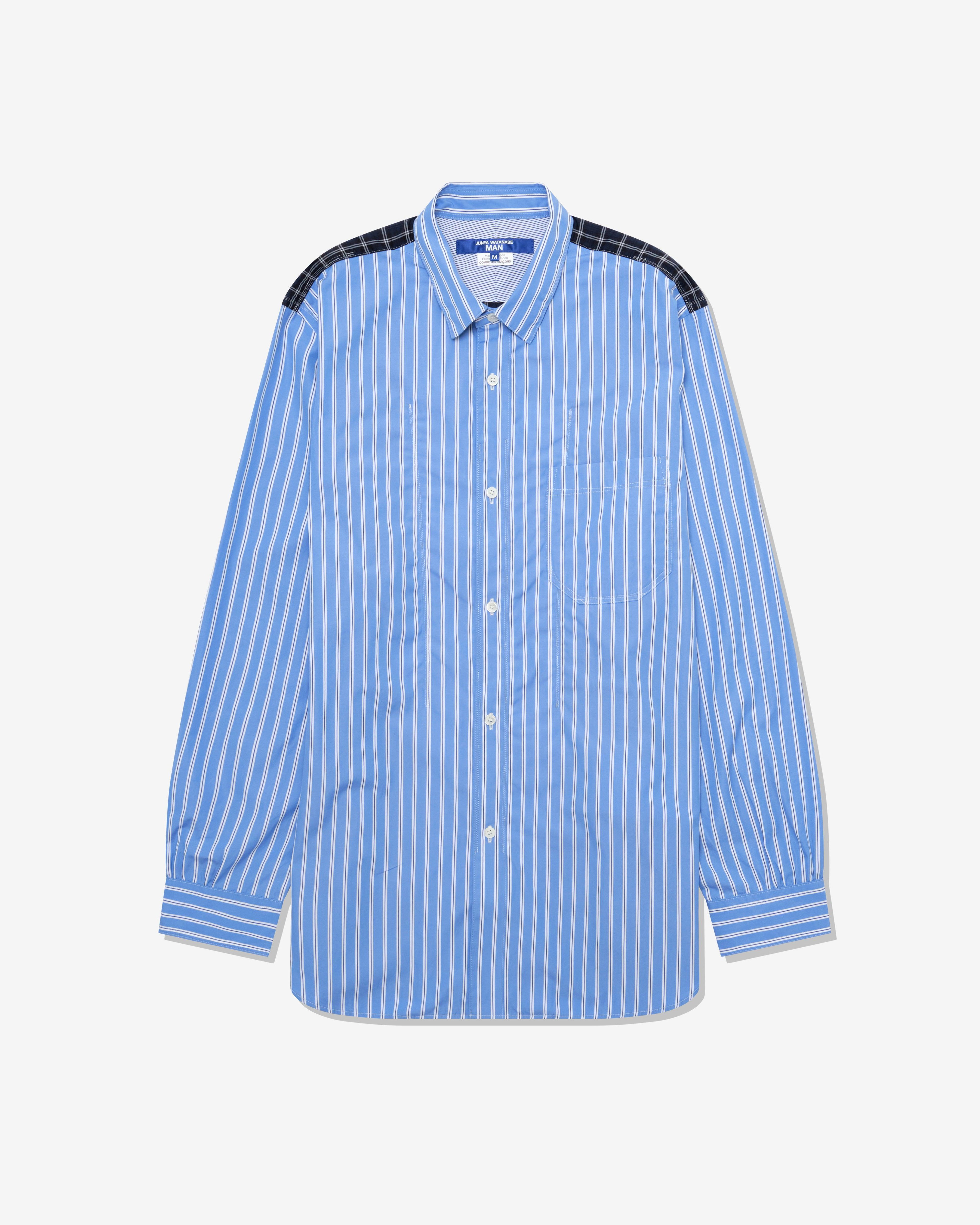 Junya Watanabe Man - Men's Panelled Shirt - (White/Navy) by JUNYA WATANABE
