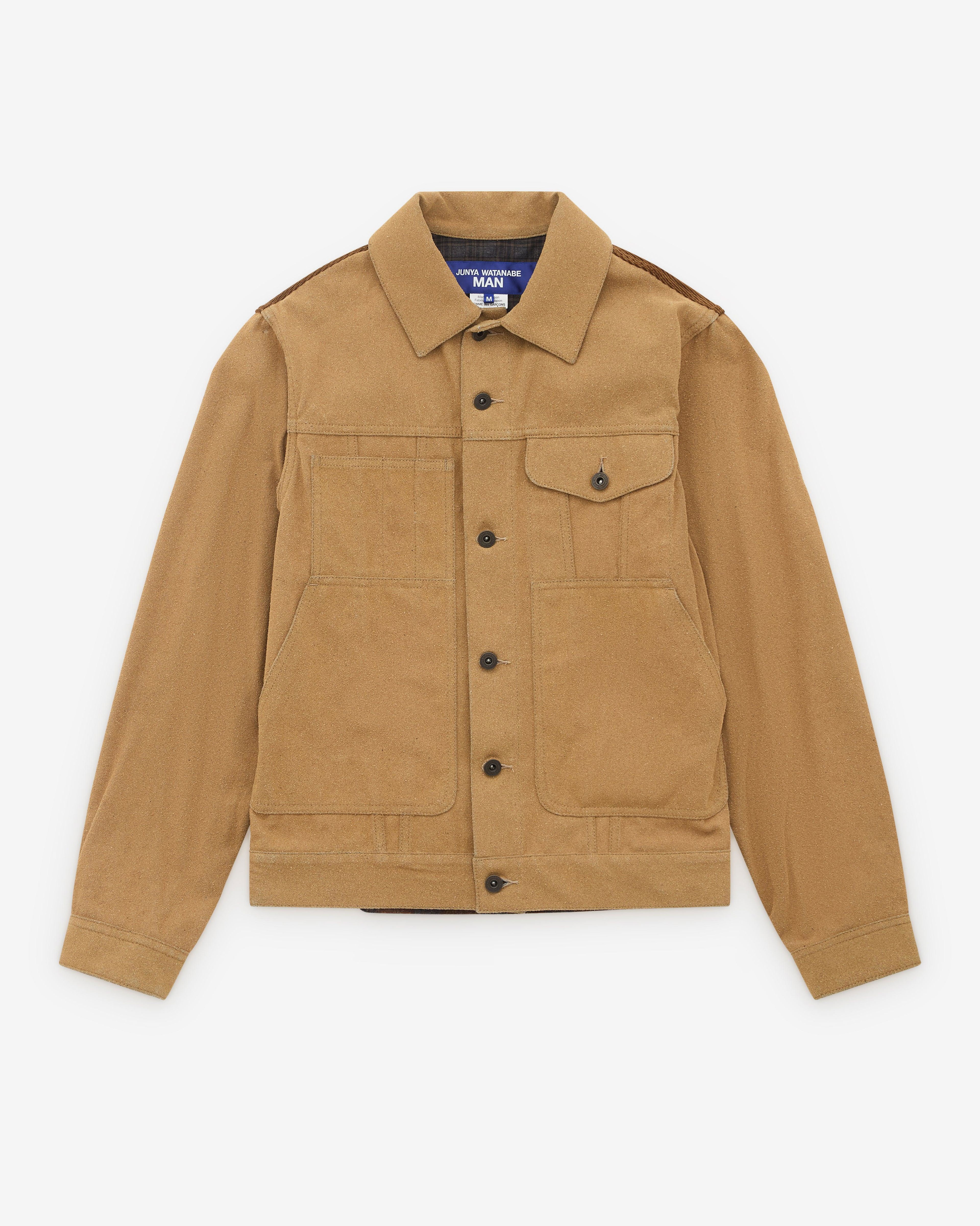 Junya Watanabe Man - Men’s Panelled Trucker Jacket - (Sand) by JUNYA WATANABE Junya Watanabe Man - Men’s Panelled Trucker Jacket - (Sand) by JUNYA WATANABE