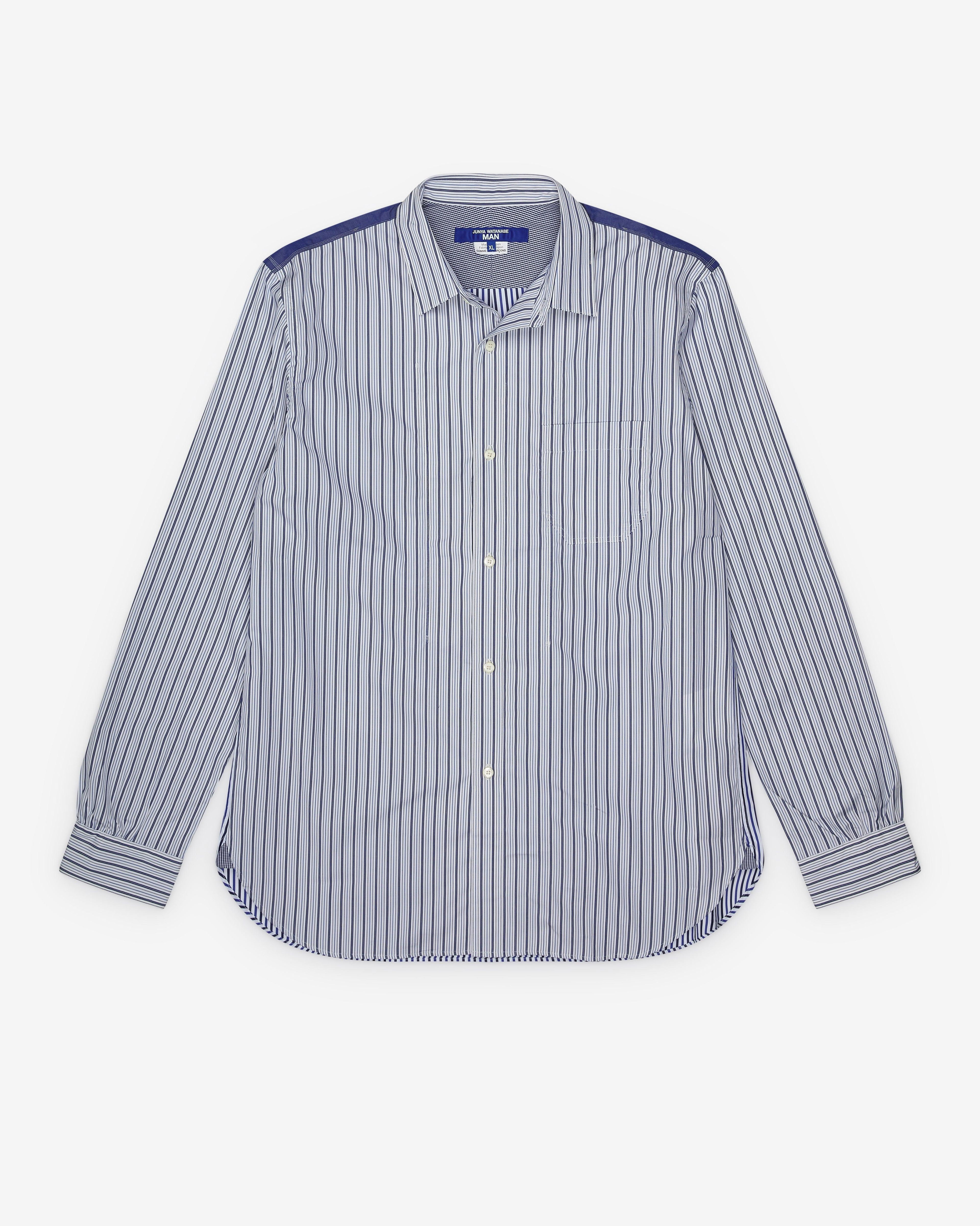 Junya Watanabe Man - Men's Striped Shirt - (White/Navy/Blue) by JUNYA WATANABE