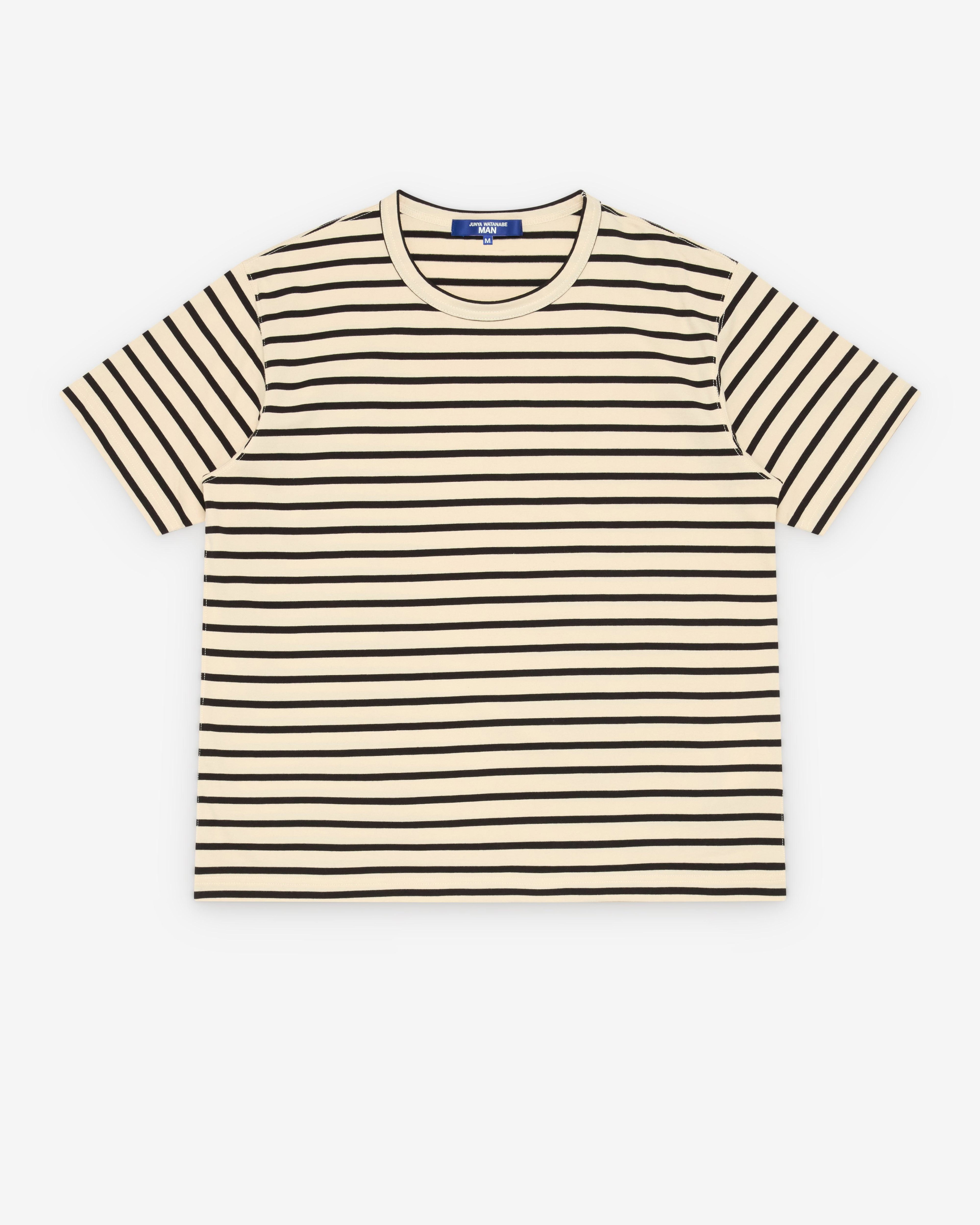 Junya Watanabe Man - Men's Striped T-Shirt - (Off White/Black) by JUNYA WATANABE