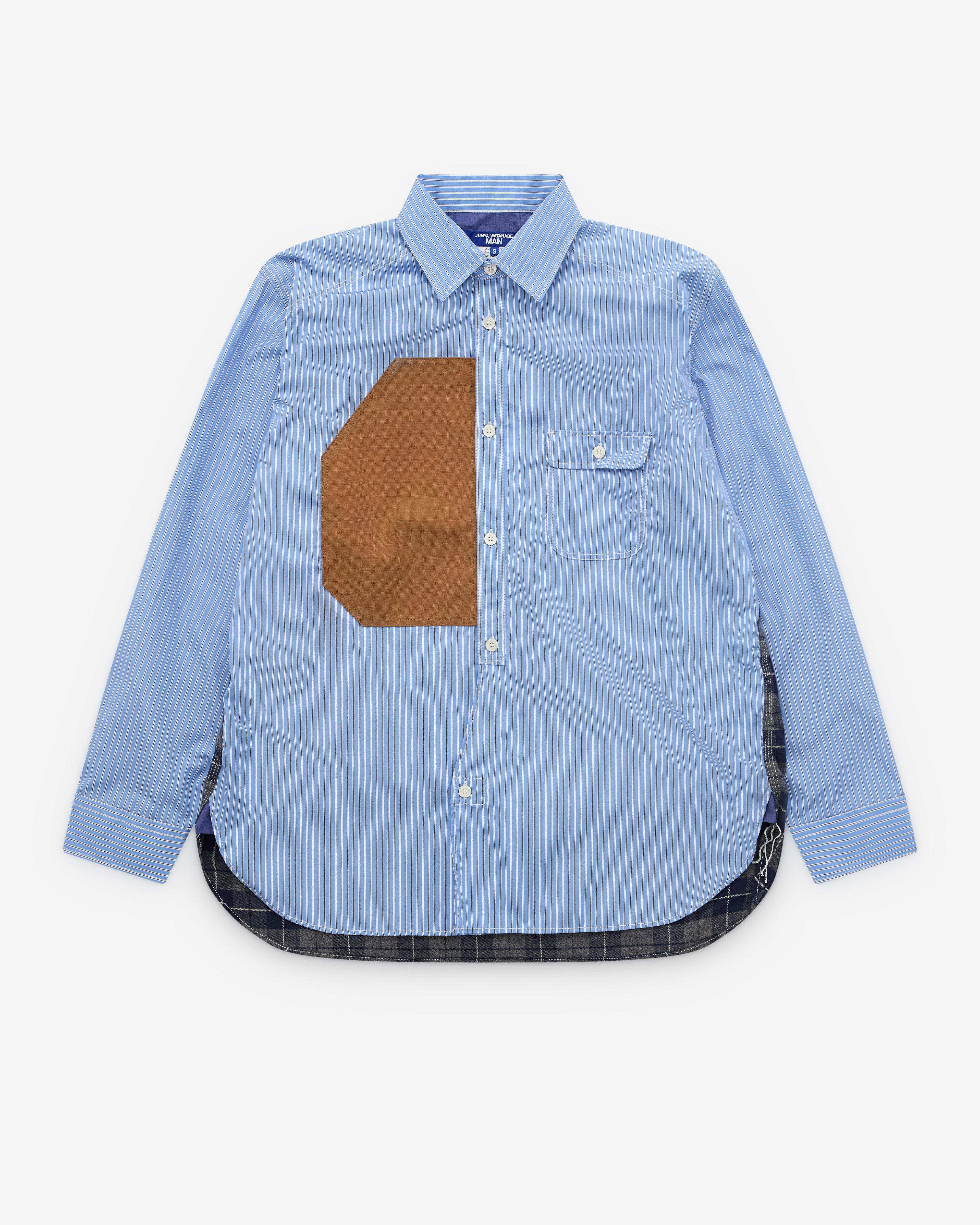 Junya Watanabe Man - Men’s Striped and Check Shirt - (Blue) by JUNYA WATANABE