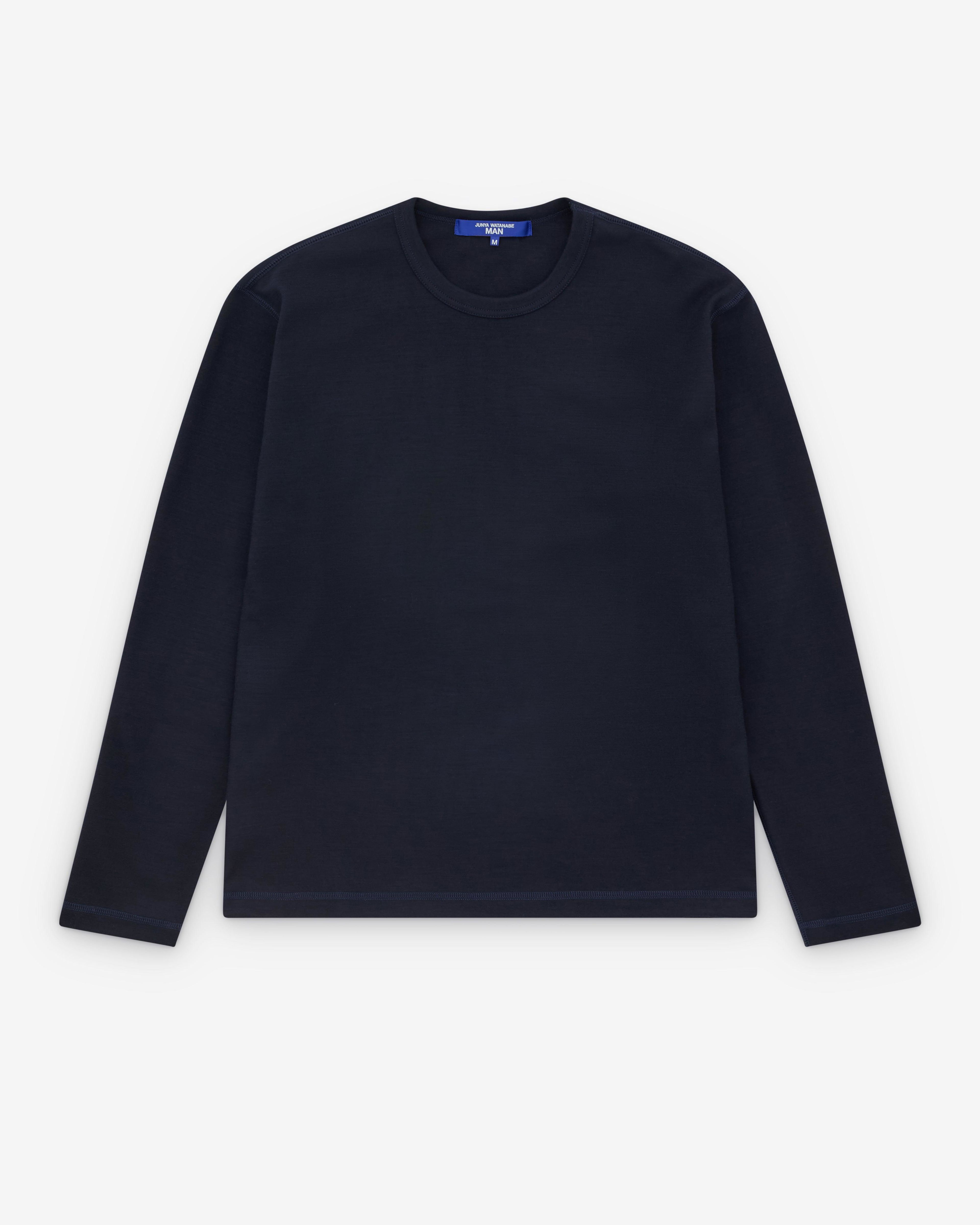 Junya Watanabe Man - Men’s Wool Long Sleeve T-Shirt - (Navy) by JUNYA WATANABE