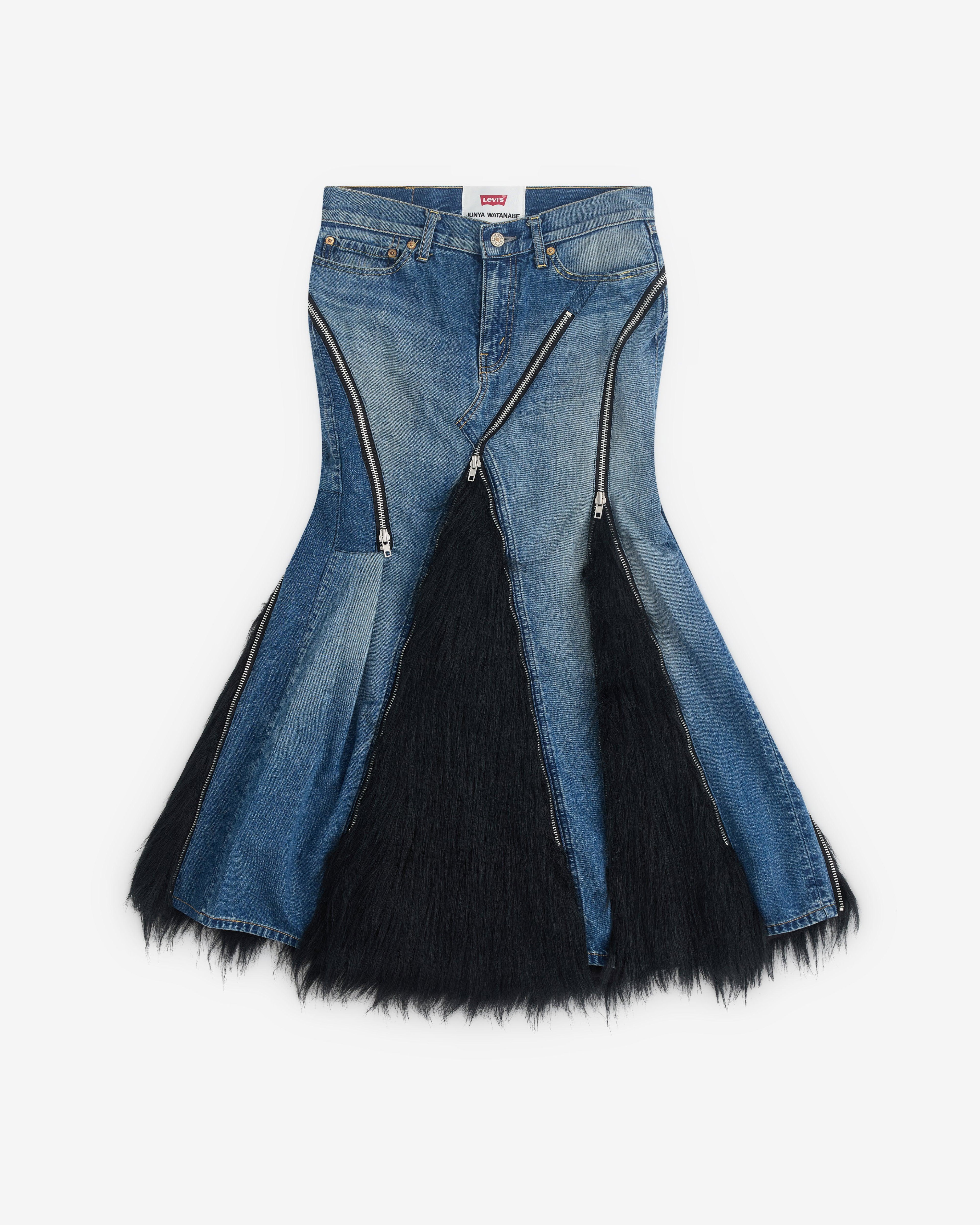 Junya Watanabe - Women’s Levi's Faux Fur Panelled Skirt - (Indigo/Black) by JUNYA WATANABE