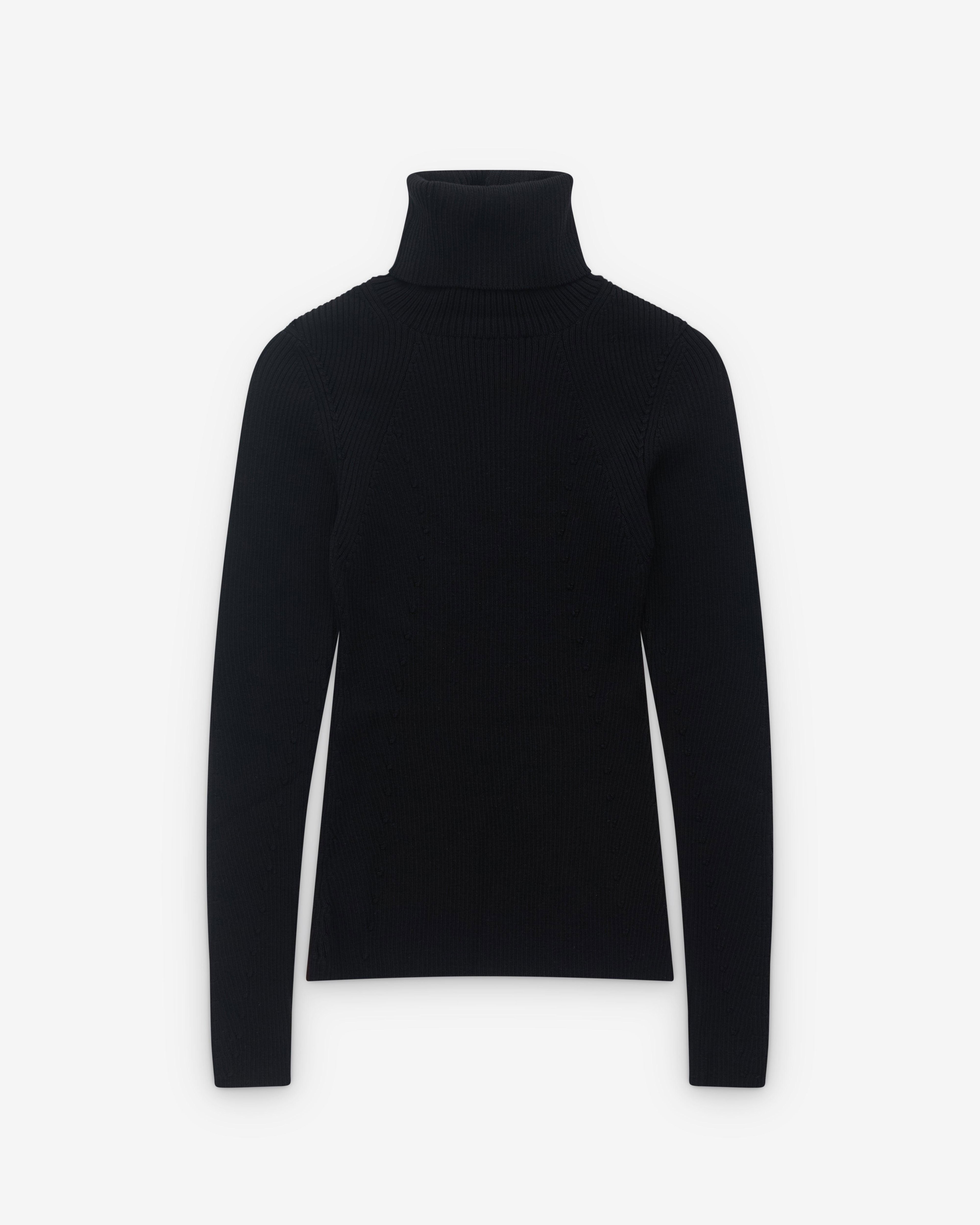 Junya Watanabe - Women’s Rib Knit Roll Neck Sweater - (Black) by JUNYA WATANABE