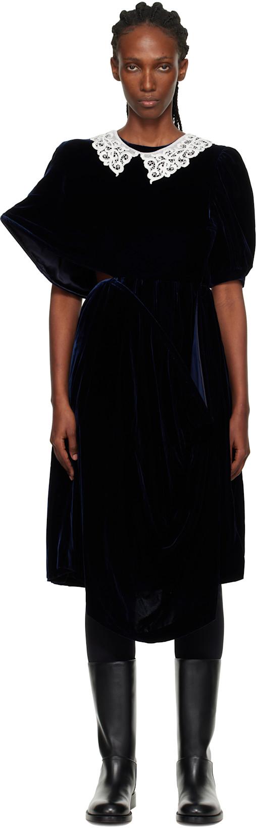 Navy Angular Midi Dress by JUNYA WATANABE