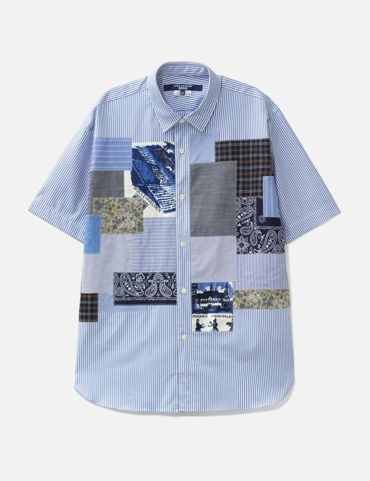Striped Short Sleeve Shirt With Mix Fabric Patchwork by JUNYA WATANABE