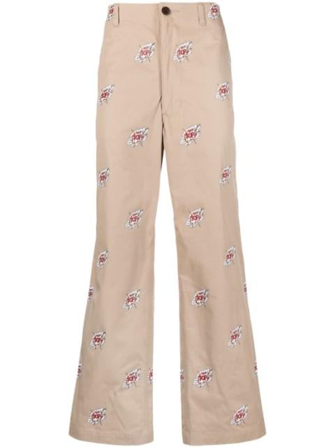 X Roy Lichtenstein cotton chino trousers by JUNYA WATANABE