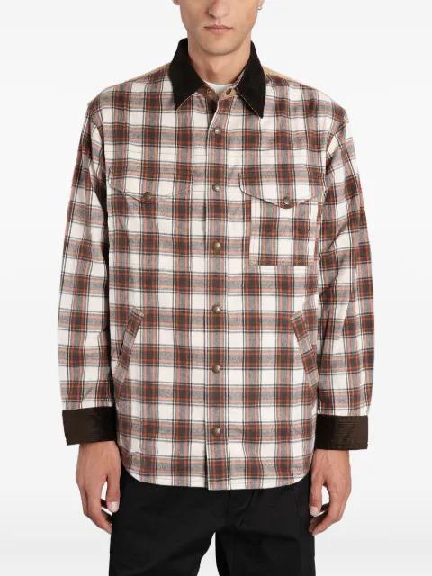 checked corduroy-paneled overshirt by JUNYA WATANABE