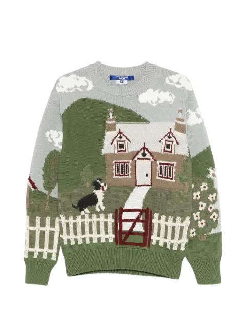 embroidered-print crewneck cotton sweater by JUNYA WATANABE