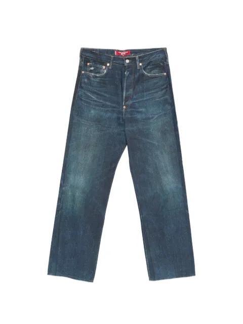 faded-effect buckle-strap jeans by JUNYA WATANABE