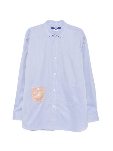 floral-patch pinstriped-pattern shirt by JUNYA WATANABE
