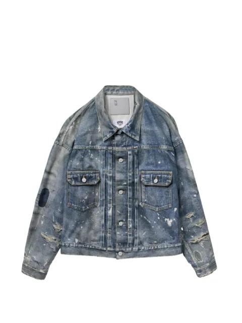 paint-splatter distressed denim jacket by JUNYA WATANABE