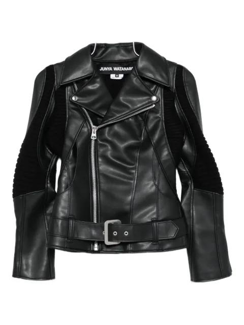 ribbed-panel faux-leather jacket by JUNYA WATANABE