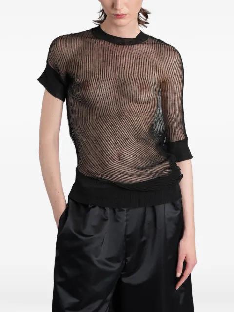 sheer-knit asymmetric T-shirt by JUNYA WATANABE
