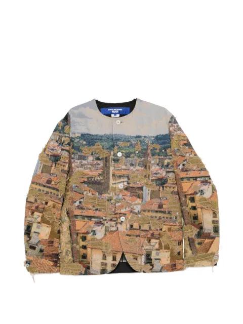 tapestry-print frayed jacket by JUNYA WATANABE